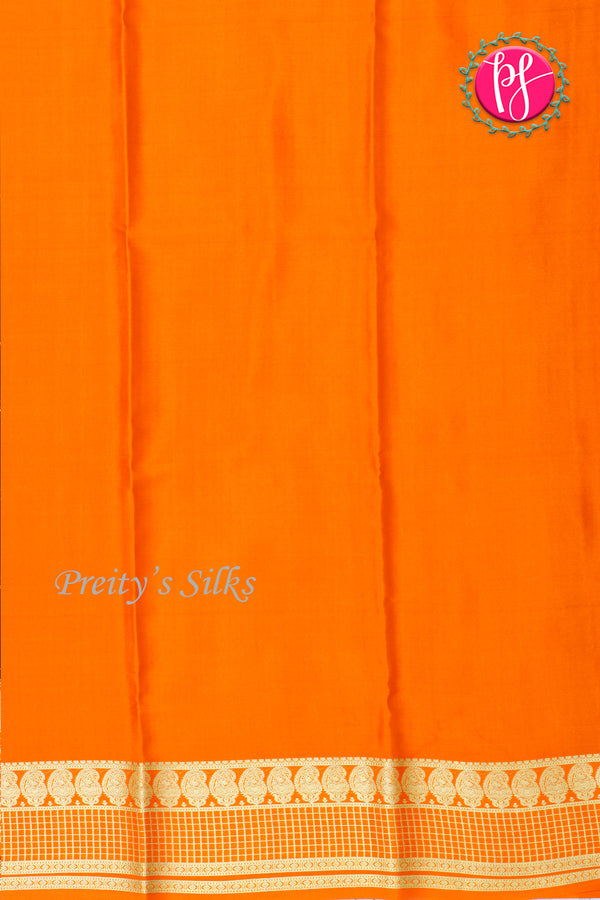 Pure Mysore Crepe Silk Saree-Chocolatebrown And Orange-PA26566