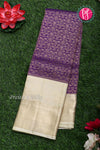 Pure Brocade Kanchipuram Silk Saree-Purple With Cream-PF83476
