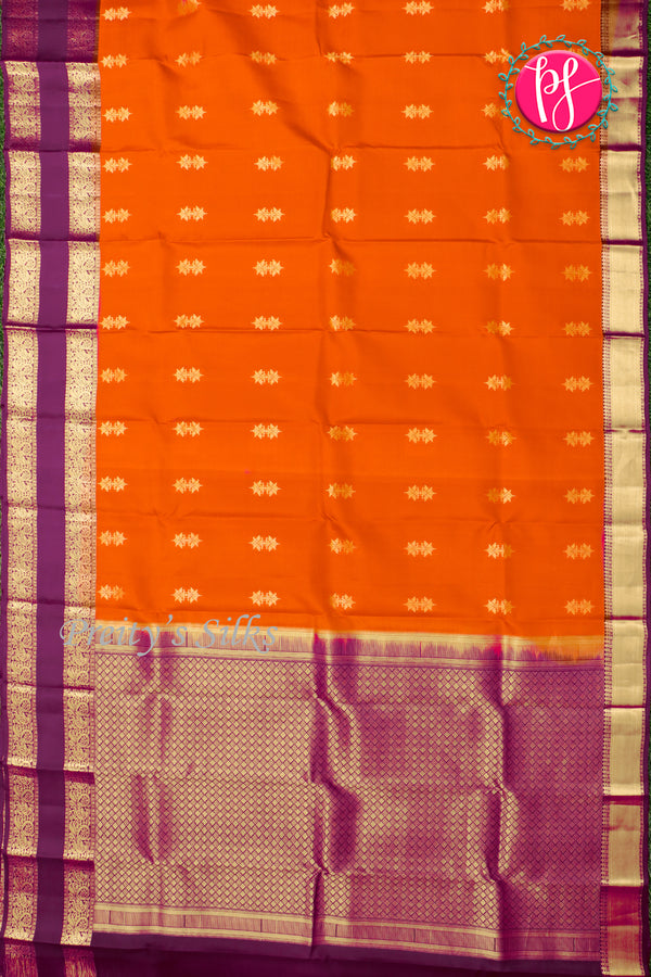 Half Pure Kanchipuram Silk Saree-Rustorange And Deep wine-PA25919