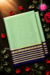 Pure Mysore Crepe Silk Saree -Pistagreen And Navyblue-PA47018