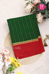 Pure Mysore Crepe Silk Saree Contrast PlainBorder -Green And Red-PA10788