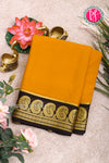 Pure Mysore Crepe Silk Saree-Yellow And Black-PA20648
