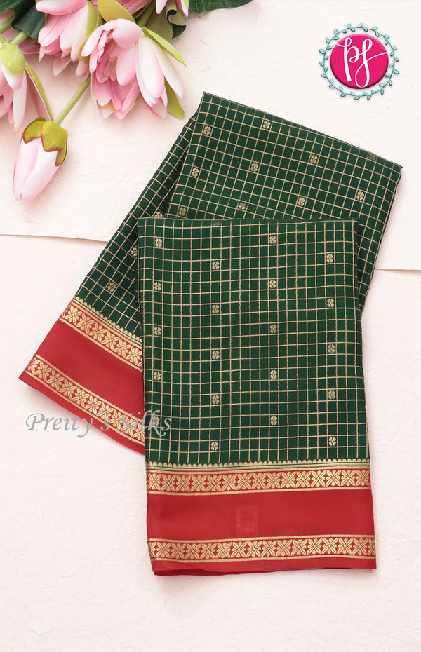 Pure Mysore Crepe Silk saree-GreenAnd pink-PF60726