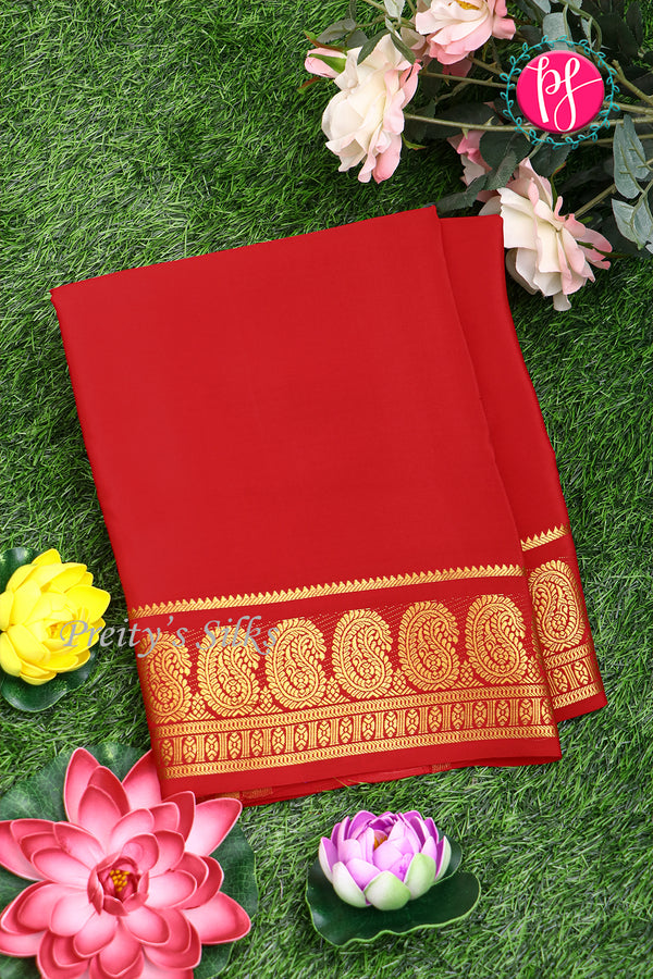 Pure Mysore Crepe Silk Saree-Red-PA20648