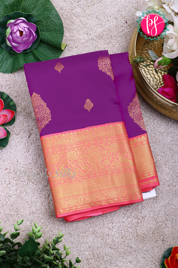Pure Kanchipuram Silk Saree-Lavender And Pink-PA23552