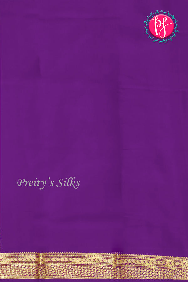 Pure Mysore Crepe Silk Saree-Sea Green And Purple-PA22436