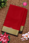 Pure Mysore Crepe Silk Saree -Red with Black-PF79503