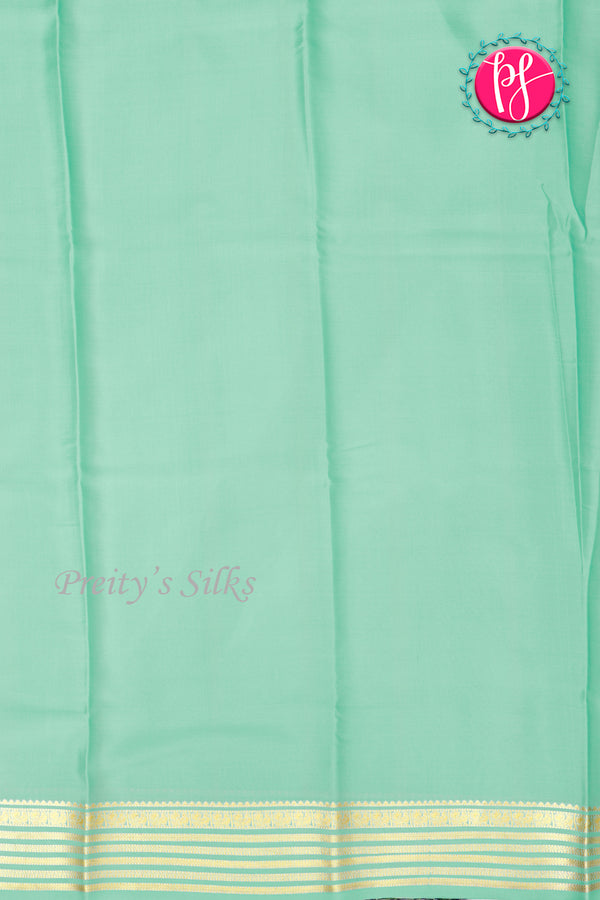 Pure Mysore Crepe Silk Saree-Navyblue And Pale Mint-PA28717
