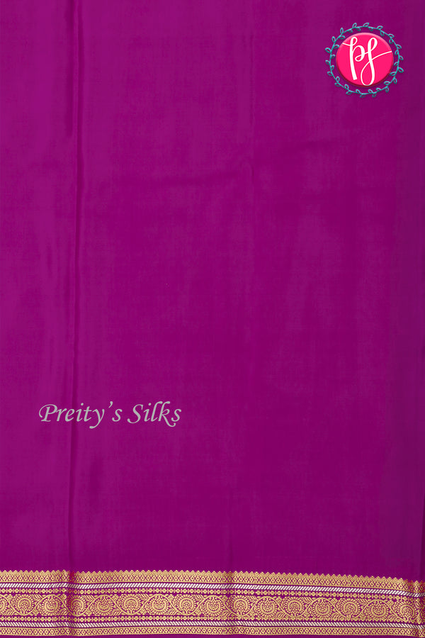 Pure Mysore Crepe Silk Saree-Turquoise And Mejentapink-PA46766