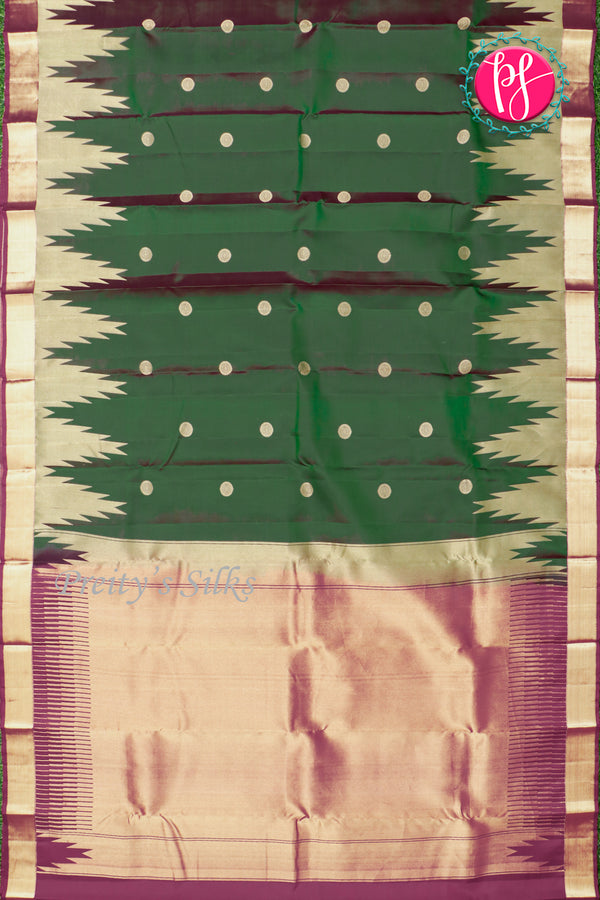 Pure Kanchipuram Silk Saree-Green And Mejentapink-PA27247