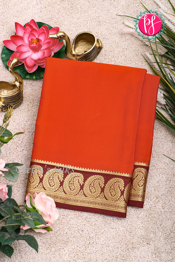 Pure Mysore Crepe Silk Saree-Rustorange And Deepmarron-PA20648