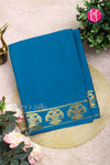 Pure Mysore Crepe Silk Saree-Gandaberunda Border-Tealblue-PF84405