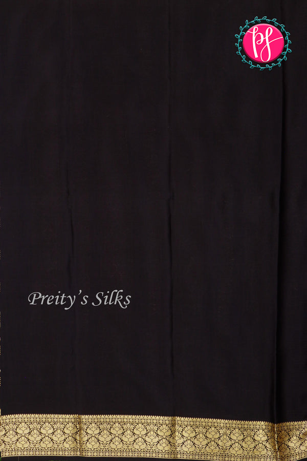 Pure Mysore Crepe Silk Saree-Crimson Red And Black-PA46832