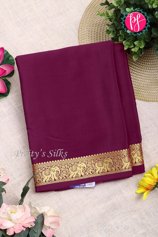 Pure Mysore Crepe Silk Saree-Deepwine-PA19804