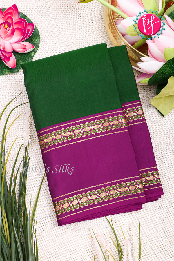 Kanchipuram Soft Silk Saree-Bottlegreen And Purple-PA20390
