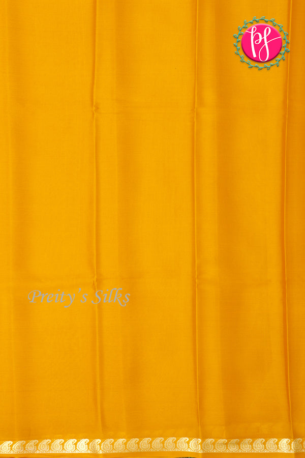 Pure Mysore Crepe Silk Saree-MustardYellow-PA21766