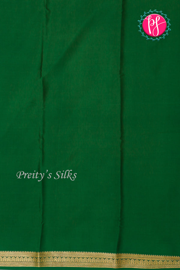 Pure Mysore Crepe Silk Saree-Double checks-Rich Magenta And Green-PA26523