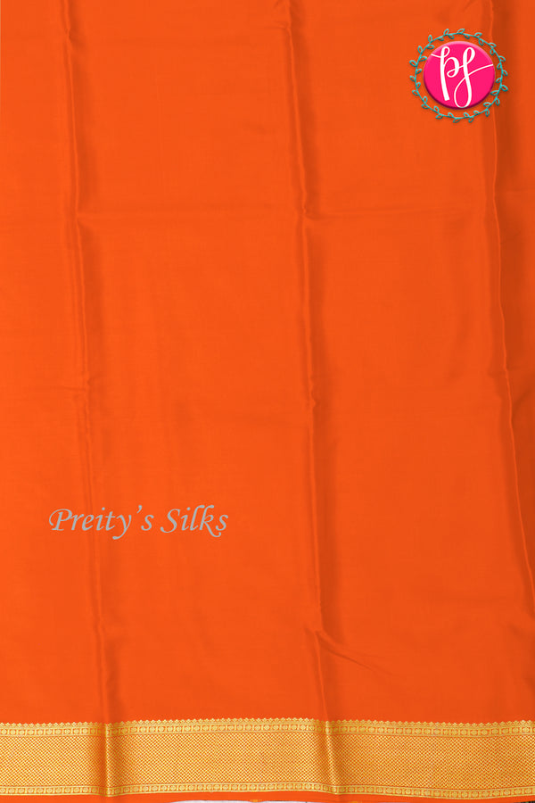 Pure Mysore Crepe Silk Saree-Mint green And Orange-PA22316