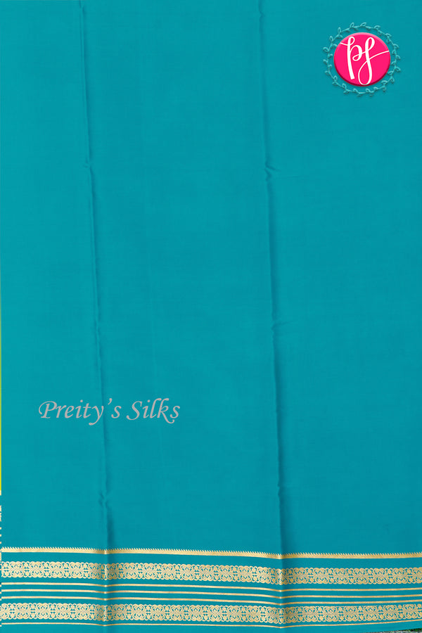 Pure Mysore Crepe Silk Saree-Neongreen And Tealblue-PA29001