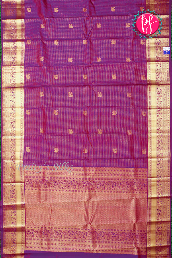 Pure Kanchipuram Silk Saree-Purple-PA34602