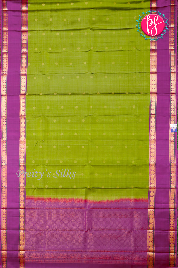 Pure Kanchipuram Silk Saree-Green And Purple-PA35455