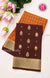 Pure Mysore Crepe Silk saree-Half And Half Pattern-Orange And Chocolatebrown-PF60734