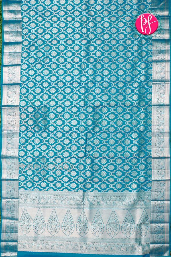 Pure Brocade Kanchipuram Silk Saree-Tealblue-PA24535