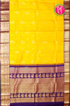 Pure Kanchipuram Silk Saree-Yellow And Navyblue-PA23554