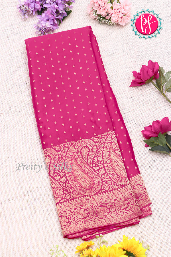 PURE KADDI BANARASI GEORGETTE SILK SAREE-Mejentapink-PA23833