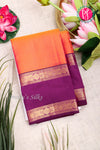 Pure Kanchipuram Silk Saree-Sunset orange And Purple-PA20377
