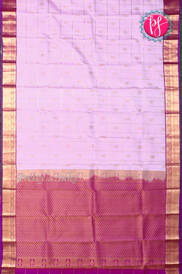 Pure Kanchipuram Silk Saree-Lightlavender And Purple-PA23588