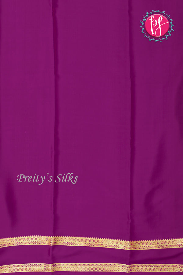 Pure Mysore Crepe Silk Saree -Green And Purple-PF86048