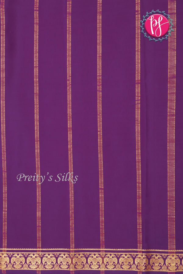 Pure Mysore Crepe Silk Saree-Gandaberunda Border-Softpink And Purple-PA19895