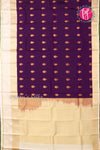 Half Pure Kanchipuram Silk Saree-Purple And Cream-PF81385