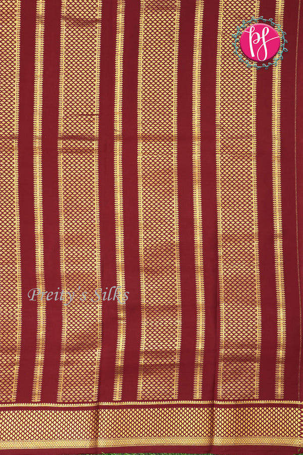 Pure Mysore Crepe Silk Saree -Rustorange And Maroon-PA10699