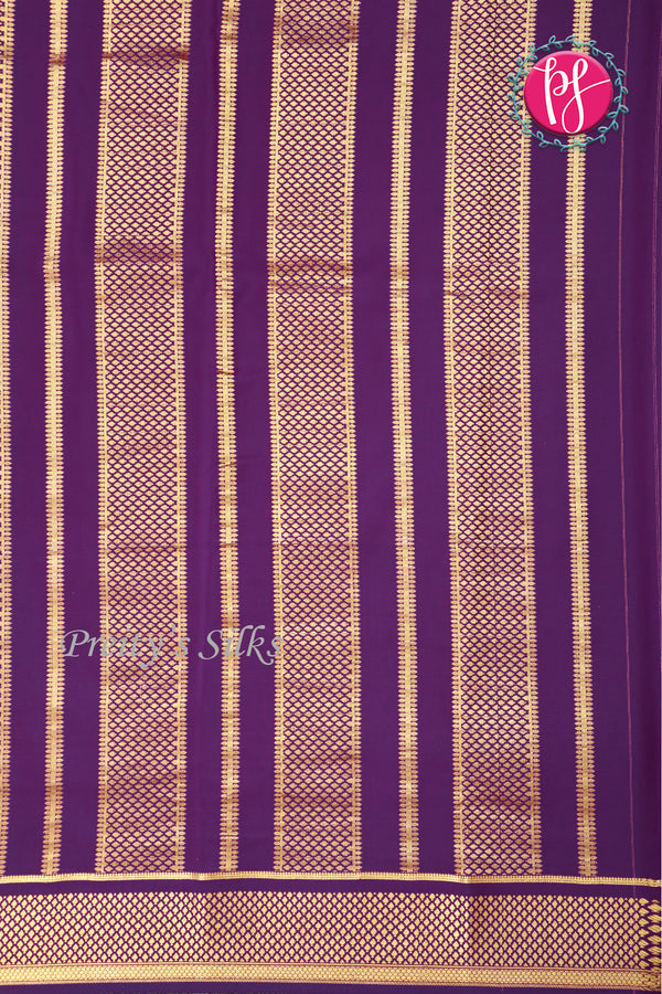 Pure Mysore Crepe Silk Saree -Orange And Purple-PA10699
