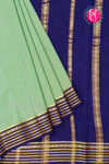 Pure Mysore Crepe Silk Saree -Pistagreen And Navyblue-PA47018