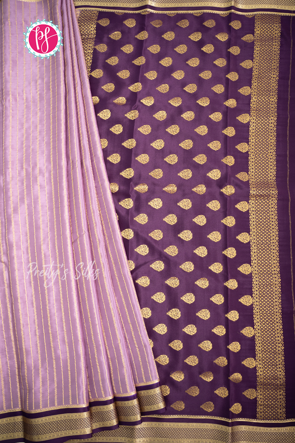 Pure Mysore Crepe Silk Saree-Onionpink And Deepwine- PA57314