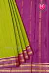 Pure Mysore Crepe Silk Saree-Olivegreen And Purple-PA29023