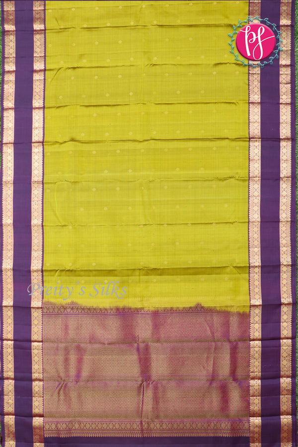 Pure Kanchipuram Silk Saree-Olivegreen And Deep Navyblue-PA17552