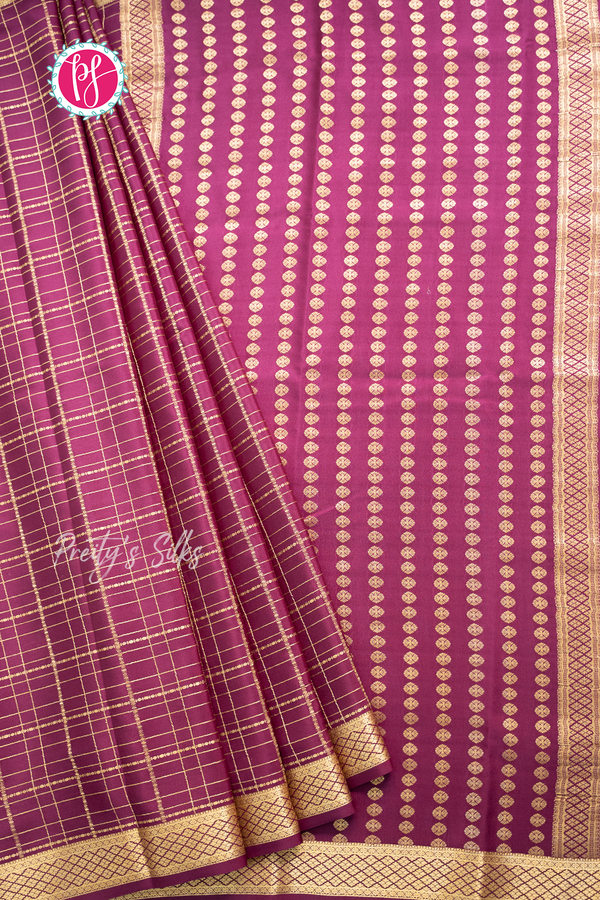 Pure Mysore Crepe Silk Saree-Deepwine-PA57163