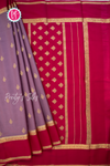Pure Mysore Crepe Silk Saree- Steel Gray And Mejentapink-PA56316