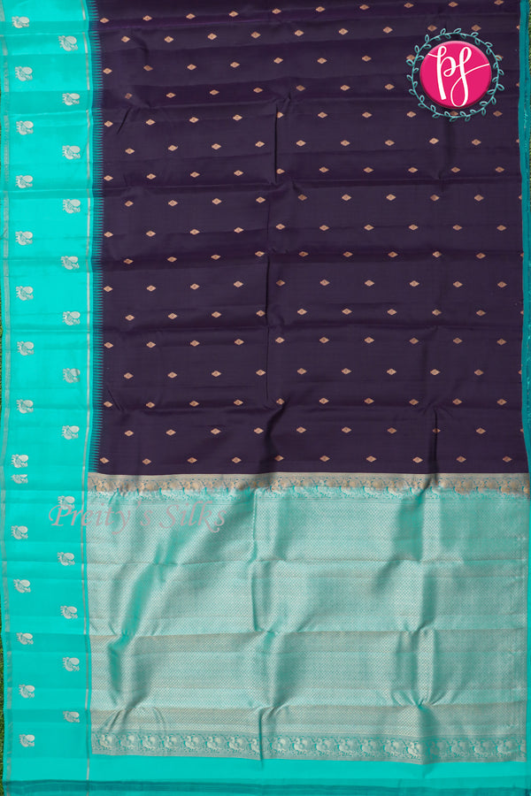 Pure Kanchipuram Silk Saree-Deepblue And Seablue-PF82173