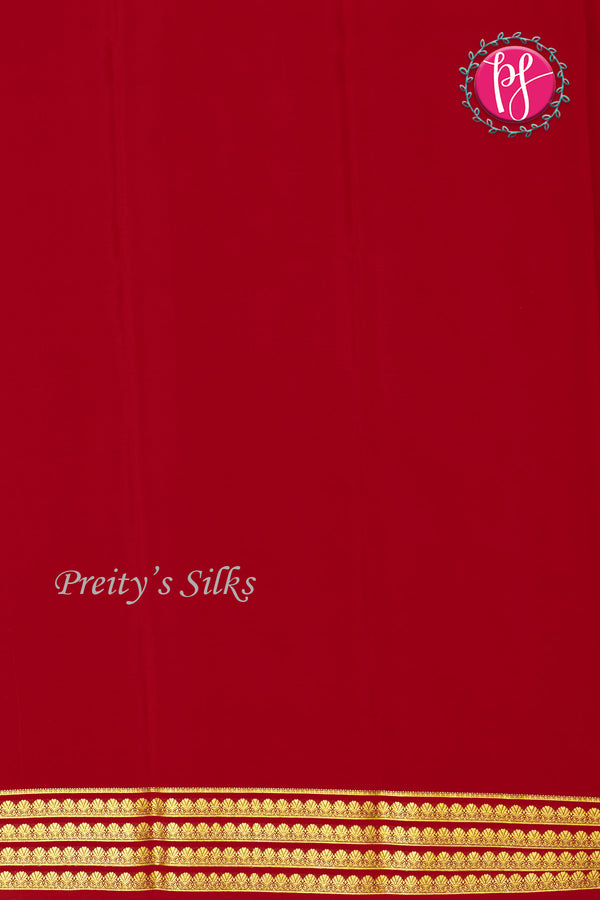Pure Mysore Crepe Silk Saree-Red-PA19558