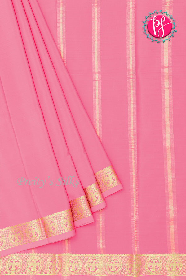 Pure Mysore Crepe Silk Saree-Gandaberunda self-Rosepink-PA29132