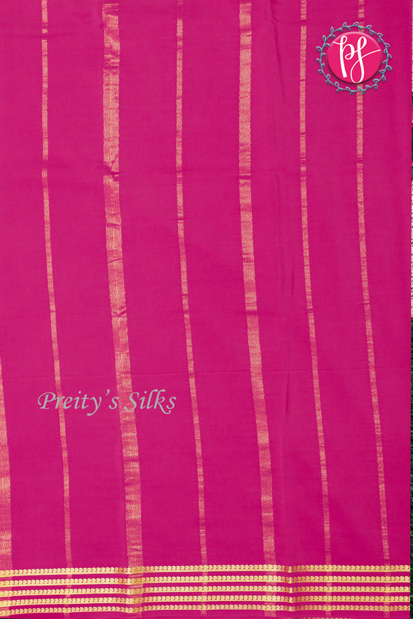 Pure Mysore Crepe Silk Saree-Seagreen And Mejentapink-PA19960
