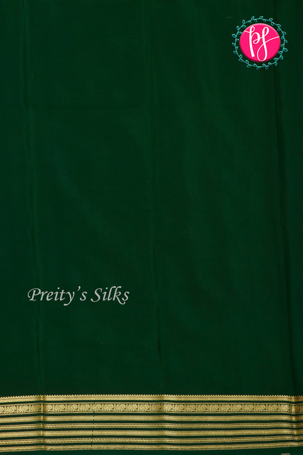 Pure Mysore Crepe Silk Saree -Mustardyellow And Bottlegreen-PF73884