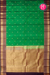 Half Pure Kanchipuram Silk Saree-Green And Deeppurple-PA25779