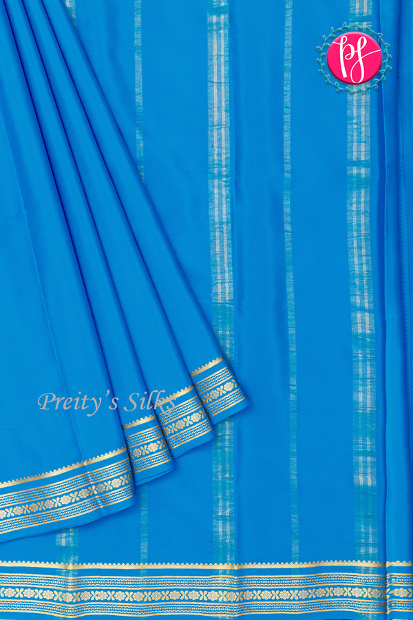 Pure Mysore Crepe Silk Saree -Skyblue-PF46924