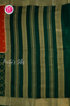 Pure Mysore Crepe Silk Saree-Half And Half pattern-Orange And Bottlegreen- PA56238